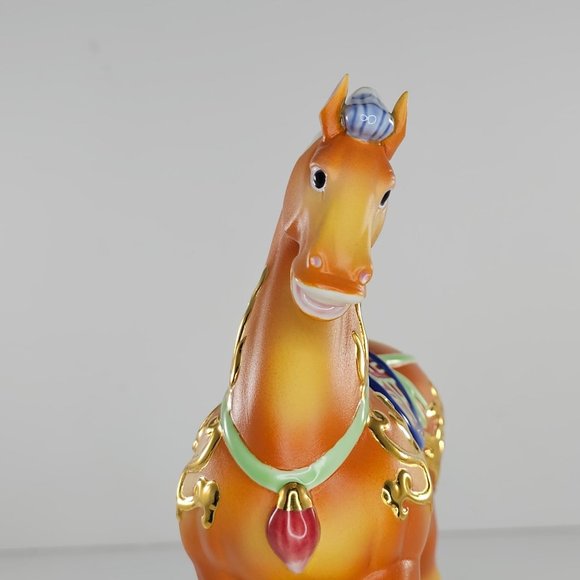 Chinese Tang Dynasty Style Horse Figurine Walking Mouth Open Tri Colored - Picture 8 of 9